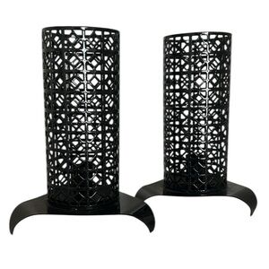 Vintage Black Decorative Metal Candle Holders -
